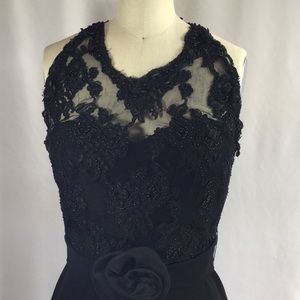 Lace beaded halter cocktail. Sexy Illusion top